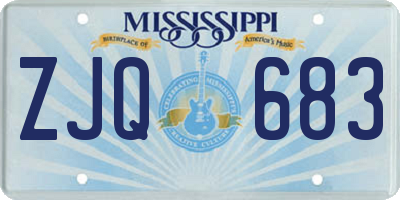 MS license plate ZJQ683
