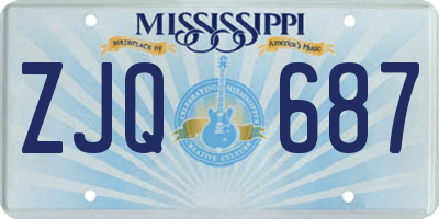 MS license plate ZJQ687