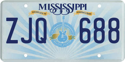 MS license plate ZJQ688