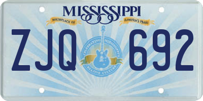 MS license plate ZJQ692