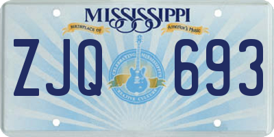 MS license plate ZJQ693