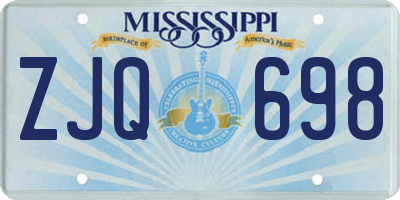 MS license plate ZJQ698