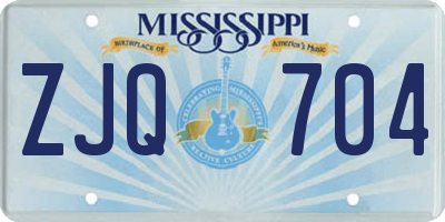 MS license plate ZJQ704