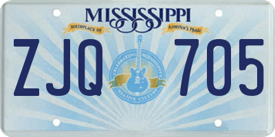 MS license plate ZJQ705