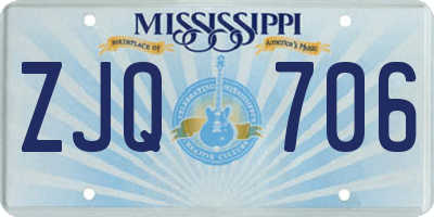 MS license plate ZJQ706