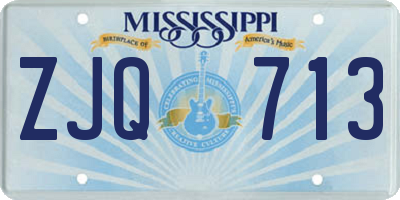 MS license plate ZJQ713