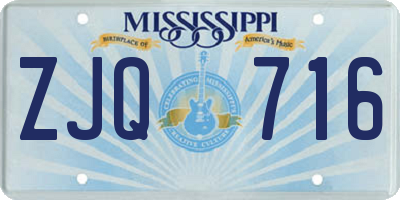 MS license plate ZJQ716