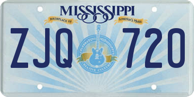 MS license plate ZJQ720