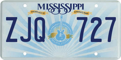 MS license plate ZJQ727