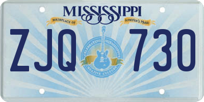 MS license plate ZJQ730