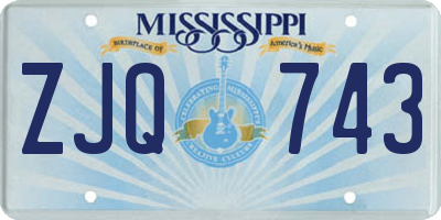 MS license plate ZJQ743