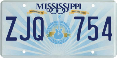 MS license plate ZJQ754