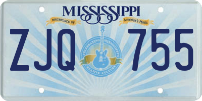 MS license plate ZJQ755