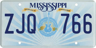 MS license plate ZJQ766
