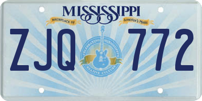 MS license plate ZJQ772