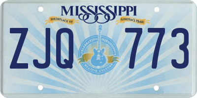 MS license plate ZJQ773
