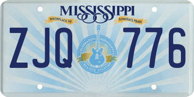 MS license plate ZJQ776