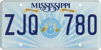 MS license plate ZJQ780