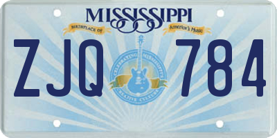 MS license plate ZJQ784