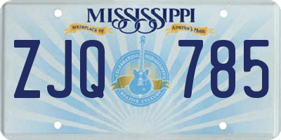 MS license plate ZJQ785