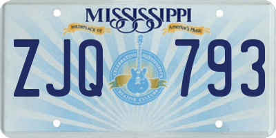 MS license plate ZJQ793