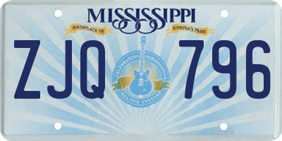 MS license plate ZJQ796