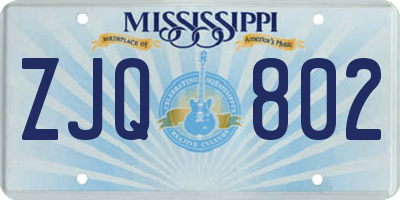 MS license plate ZJQ802