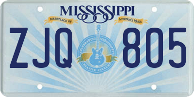 MS license plate ZJQ805