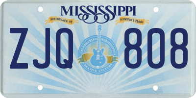 MS license plate ZJQ808
