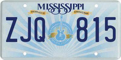 MS license plate ZJQ815