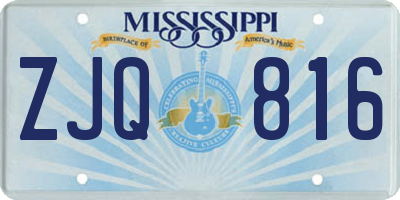MS license plate ZJQ816