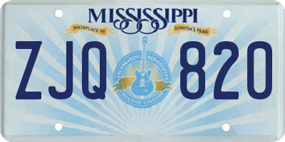 MS license plate ZJQ820