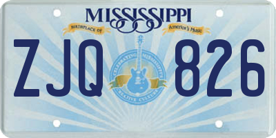 MS license plate ZJQ826
