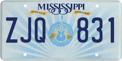 MS license plate ZJQ831