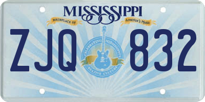 MS license plate ZJQ832