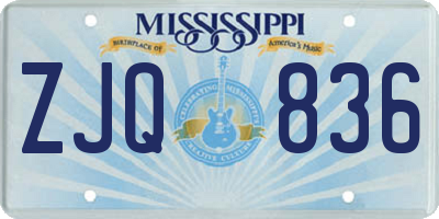 MS license plate ZJQ836