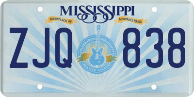 MS license plate ZJQ838