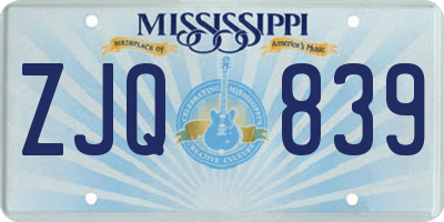 MS license plate ZJQ839