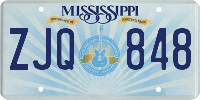 MS license plate ZJQ848