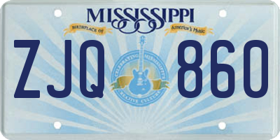 MS license plate ZJQ860