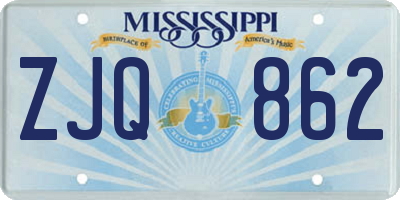 MS license plate ZJQ862