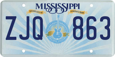 MS license plate ZJQ863