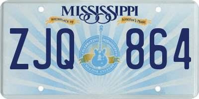 MS license plate ZJQ864