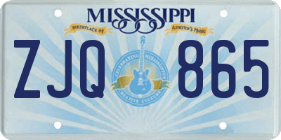 MS license plate ZJQ865