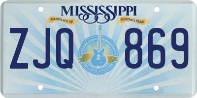 MS license plate ZJQ869