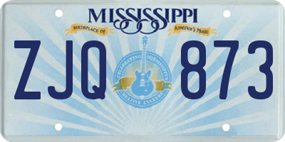 MS license plate ZJQ873