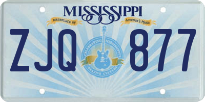 MS license plate ZJQ877