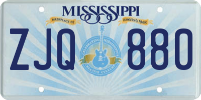 MS license plate ZJQ880