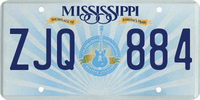 MS license plate ZJQ884