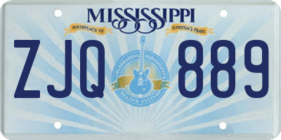MS license plate ZJQ889